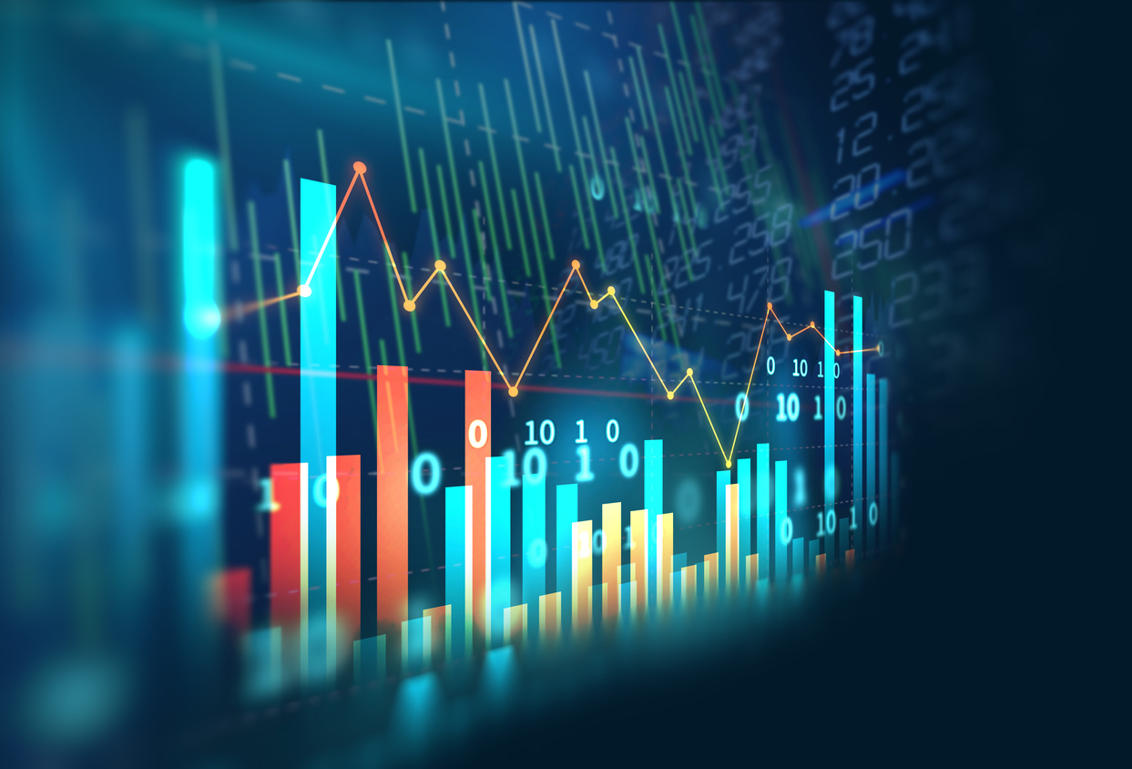 financial stock market graph illustration ,concept of business investment and stock future 
trading.